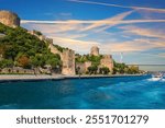 Roumeli Hissar Castle near Fatih Sultan Mehmet Bridge on the Bosphorus Straight, Istanbul, Turkey