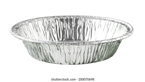 Round Aluminium Foil Food Tray Isolated On White Background