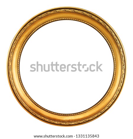 round antique empty picture frame with clipping path