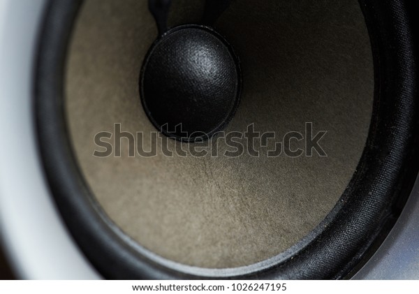 Round audio speaker technology. Modern black\
circle woofer