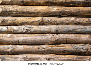 round beam, wooden wall, old grunge