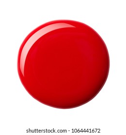 Round blot of nail polish isolated on white background