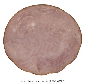 Round Boneless Ham Steak Isolated On White