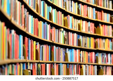 Round Bookshelf In Public Library