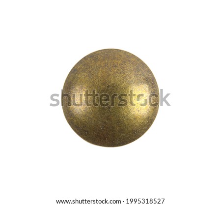 Round Brass Thumbtack Cut Out on White.