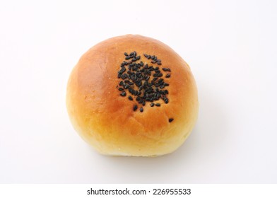 Round Bread With Sesame On White Background