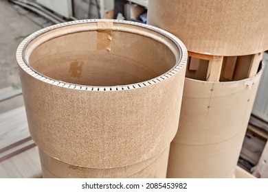 Round Cabinet Made Of Bend Mdf And Cardboard In The Workshop