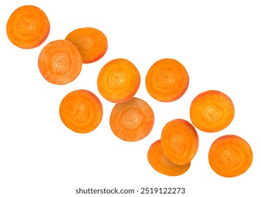 Round carrot slices in air on white background - Powered by Shutterstock