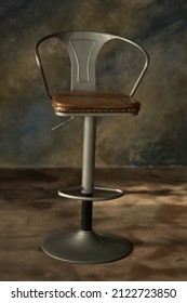 Round Chair With One Leg And Upholstered Seat