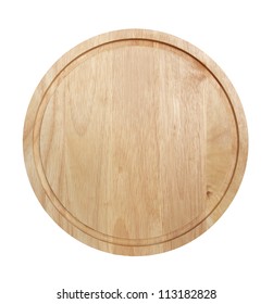 Round Chopping Board Isolated On A White Background.