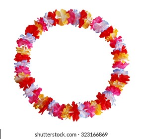  Round circle colorful Hawaiian lei with bright colorful flowers