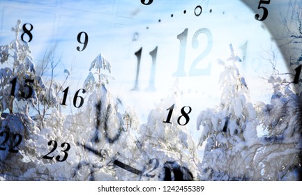 Round clock face close-up view
