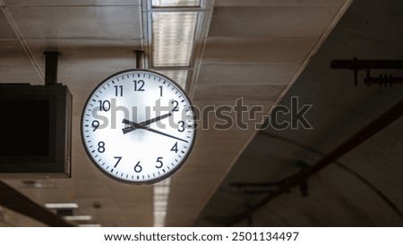 Round the clock in the subway subway station at train station for watch time waiting train, in Istanbul, Turkey. copy space