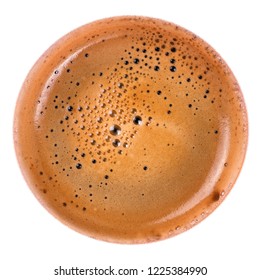 Round coffee foam isolated top view. Macro texture and background - Powered by Shutterstock