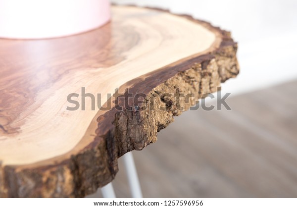 Round Coffee Table Live Edge Walnut Stock Photo Edit Now 1257596956