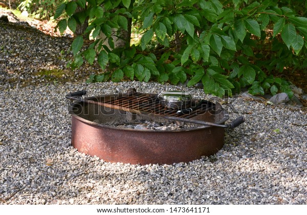 Round Cook Fire Pit Camping Pan Stock Photo Edit Now 1473641171