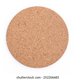 Round Cork Board. Isolated, On White Background.