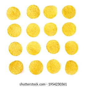 Round Corn Chips Isolated On White Background