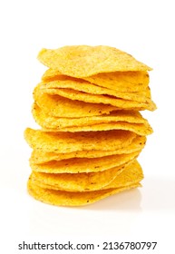 Round Corn Chips Isolated On White Background