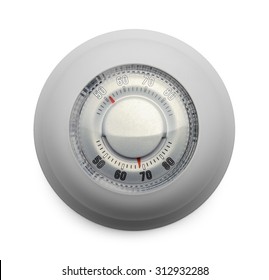 Round Dial Home Thermostat Isolated On White Background.