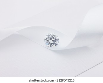 Round Diamond on White Ribbon Background