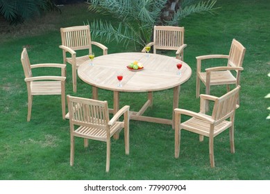 Round Dining Table Chairs Garden Teak Stock Photo 779907904 | Shutterstock