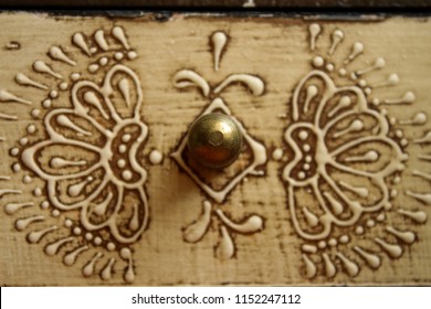 Round Drawer Pulls On A Vintage Style Decorated Wooden Jewel Box