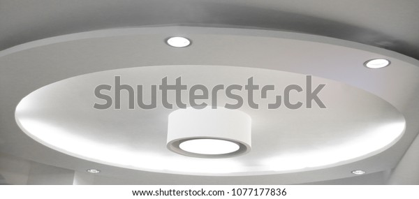 Round Drop Ceiling Lamps Lighting Fixtures Stock Photo Edit