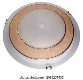 Round Flush Mount Ceiling Light Wall Sconce With Gold Yellow Strip Pattern Isolated On White Background