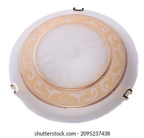 Round Flush Mount Ceiling Light Wall Sconce With Gold Yellow Strip Pattern Isolated On White Background