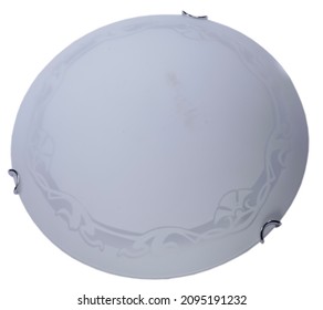 Round Flush Mount  White Glass Ceiling Light Wall Sconce With Beautiful Patterns Isolated On White Background