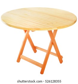 Round Folding Wooden Table For Outdoor Recreation.