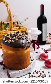 Round Fragrant Easter Bun With Chocolate Sprinkles