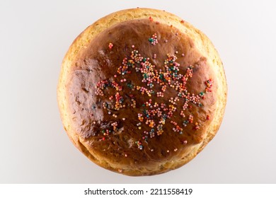 Round Fragrant Easter Bun With Colored Sprinkles