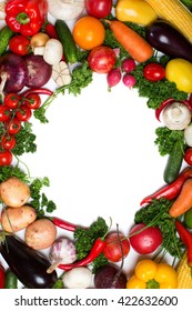 Round Frame Made Of Vegetables.