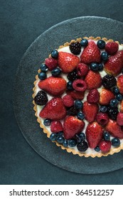 Round Fresh Berry Fruit Tart From Above