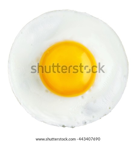 Round fried egg isolated on white