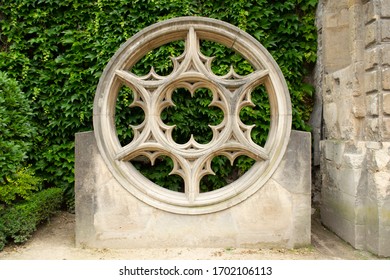 Round gothic window in Paris, France