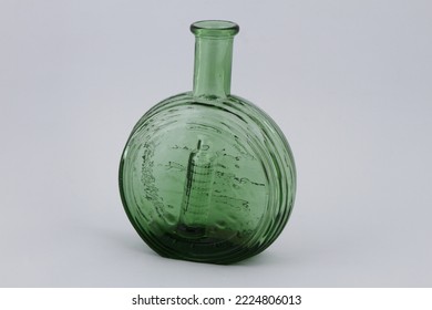 Round Green Vintage Glass Vase