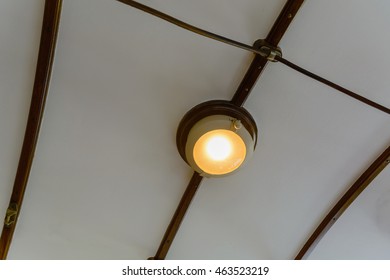Round lighting lamp built into the ceiling