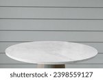 Round marble table interior background for mockup product display