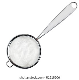 Round Metal Tea Strainer Isolated On White