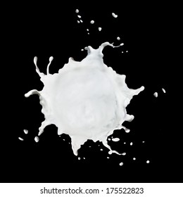 Round Milk Splash Isolated On Black