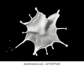 Round milk splash isolated on black background. Realistic shot of creamy splash. - Shutterstock ID 2273297265