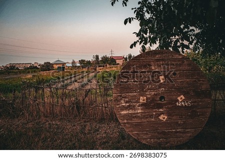 The round object in the rustic environment