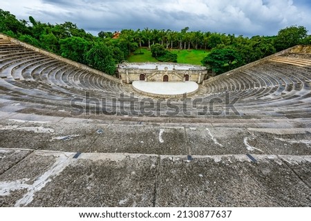 round old amphitheater made of stone in the village of artists in the dominican Republic