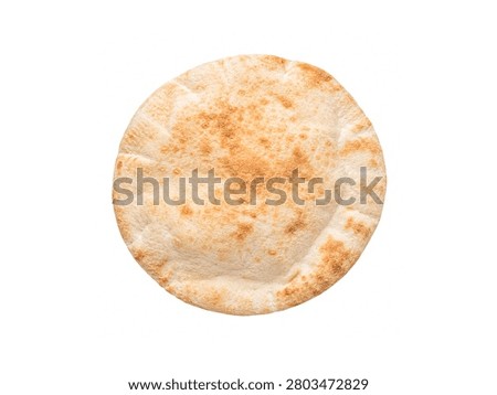 Round pita bread isolated on white background