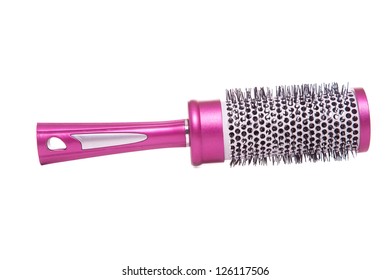 Round Raspberry Hair Brush Isolated On White