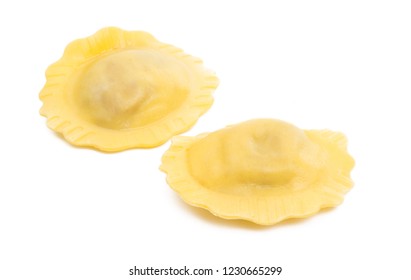 Round Ravioli Isolated On White Background