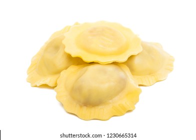 Round Ravioli Isolated On White Background